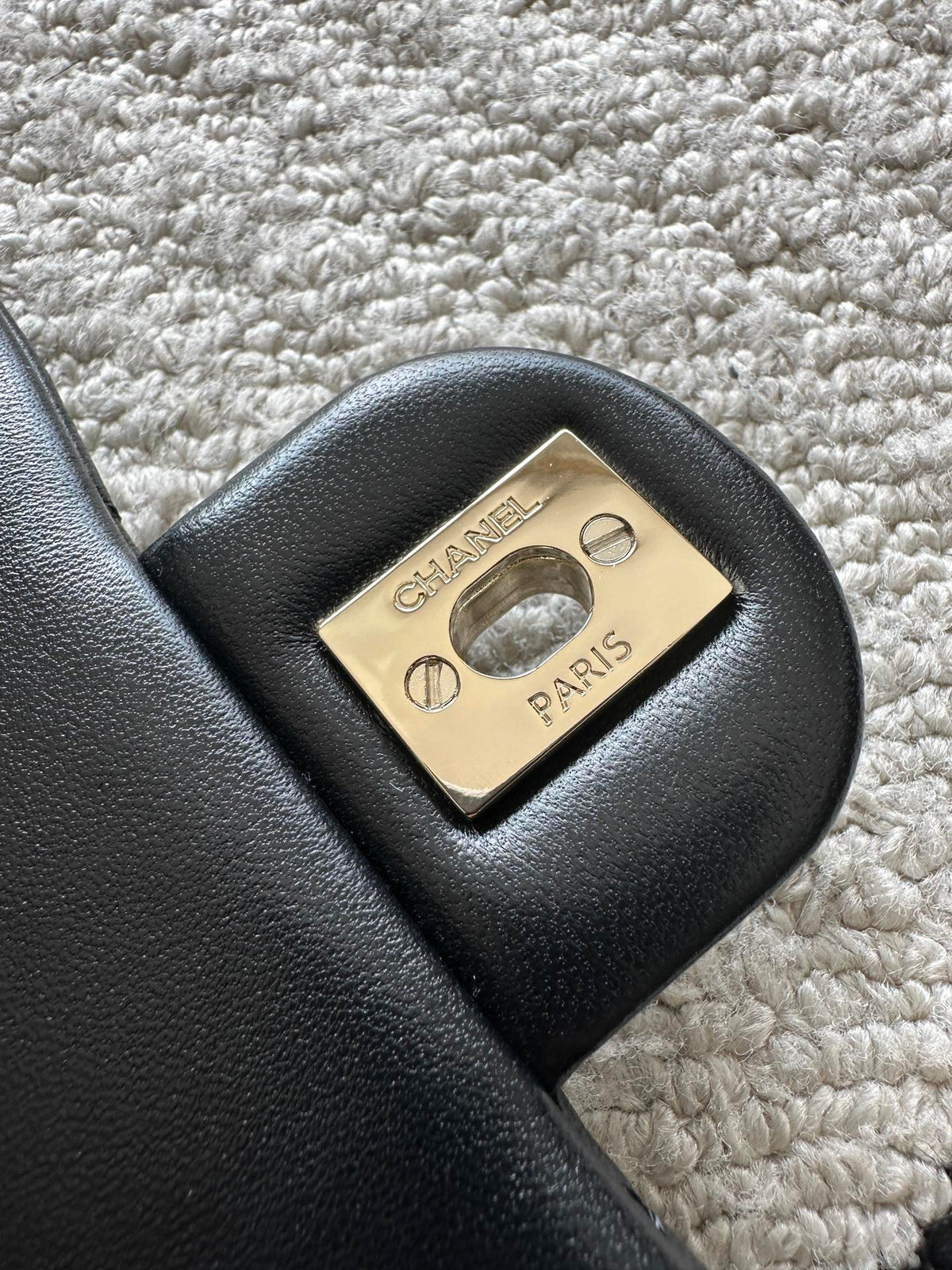 CHANEL 25S CLASSIC FLAP BAG MINI 18 IN BLACK LAMBSKIN WITH GOLD HARDWARE